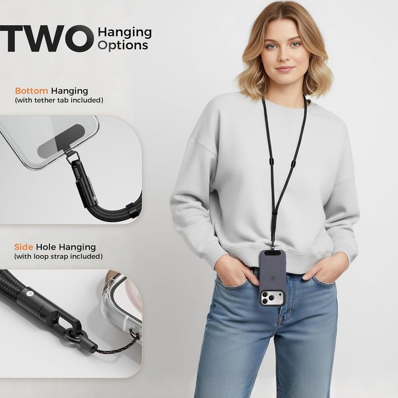 SURDOCA 3-In-1 Phone Lanyard for Crossbody, Neck & Wrist, Adjustable Anti Theft Phone Strap with Tether Tab & Loop Strap - Universal for Most Smartphones, Camera, Key - Travel Essentials - Image 3